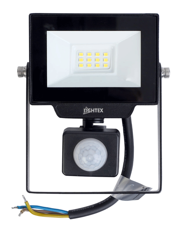LED прожектор Lightex HERO черен + сензор 10W 6500K / 504AL0011465 ...