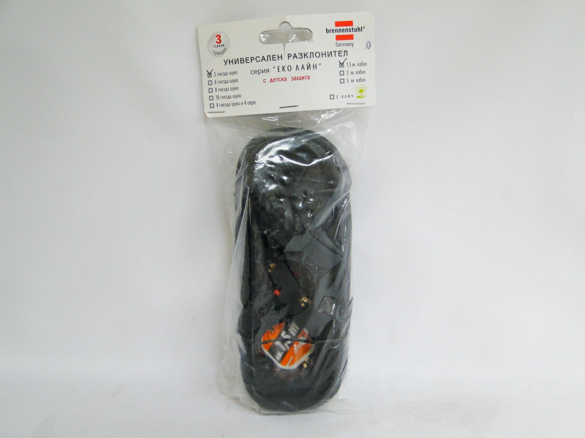 РАЗКЛОНИТЕЛ 3ка Eco line 1.5м КАБЕЛ черен