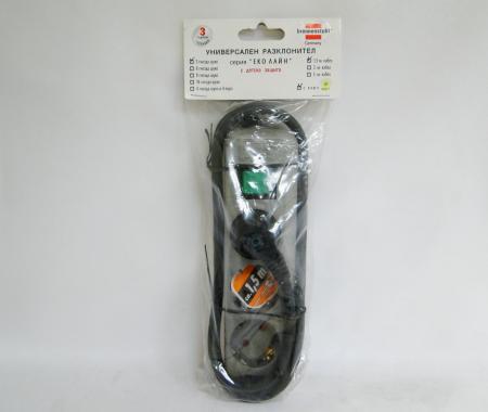 РАЗКЛОНИТЕЛ 3ка Eco line 1.5м КАБЕЛ И КЛЮЧ СР.